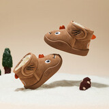 B.Duck小黄鸭童鞋儿童雪地靴冬季男女童长毛绒舒适大棉靴子6874棕色23