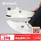 纳维凯尔（Navigare）意大利小帆船男士小白鞋2025新款舒适增高休闲鞋时尚板鞋 白色 41 （顺丰速发）