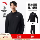 安踏防泼水软壳衣丨加绒弹力拒水外套男秋冬季运动夹克行政男装风衣 【加绒外套+加绒长裤】基础黑/基础黑7204N-5 L