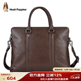 暇步士（Hush Puppies）公文包单肩斜跨手提包真皮手拿包男士商务包电脑包送礼物棕色