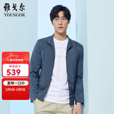 雅戈尔（YOUNGOR）行政单夹克男立领短款单茄克聚酯纤维氨纶领子织带点缀口袋拉链 VJJK424984HQA蓝色 L 175/96A