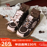 骆驼（CAMEL）月牙德训鞋女运动百搭板鞋网面复古休闲鞋 L25S577059 咖/粉 37