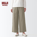MUJI MUJI 女式  法国亚麻 直筒裤 裤子长裤休闲裤宽版裤阔腿裤亚麻裤 浅灰棕色 S(155/62A)
