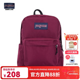 JANSPORT杰斯伯书包轻便双肩包男女旅行包简约背包电脑包学生校园 4QUT04S深紫酒红-侧边袋