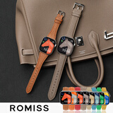 ROMISS适用苹果手表表带荔枝纹真皮iWatch表带 applewatch s12/11/10/s9/ultra新款腕带高级感皮质男女款 大象灰-男女通用款 (S) 40/41/42mm表盘-银色针
