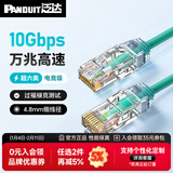 泛达 泛达超六类细网线CAT6A类跳线家用电脑宽带POE监控万兆高速成品线 橄榄绿 1米
