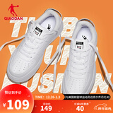 乔丹男鞋板鞋革面小白鞋女鞋空军一号厚底增高情侣休闲运动鞋本命年 男-白色【店长推荐】 42