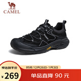 骆驼（CAMEL）踏山男士户外登山复古皮面休闲低帮徒步鞋 G14A342696 夜黑色 44