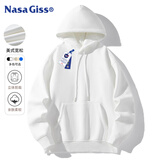 NASA GISS圆领卫衣男纯色基础款上衣情侣款百搭长袖T恤 白色连帽常规 L 