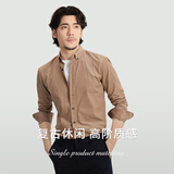第五季商务休闲男装灯芯绒保暖衬衫男长袖修身纯棉水洗男士衬衣秋装加厚 卡其色SFL4M146 41 [参考体重：140-150斤]