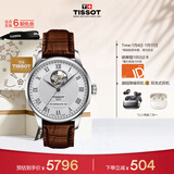 天梭（TISSOT）手表 力洛克系列男表 瑞士自动机械男士皮带腕表商务表新年礼物