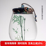 容山堂玉带 玻璃茶叶罐 耐热密封罐花茶透明存储罐小号茶仓 软木塞玻璃茶叶罐-坚竹