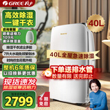 格力（GREE）【轻音干衣除湿】除湿机家用抽湿机40升/天低噪除潮防霉吸湿抽湿器智能控湿单间≤80㎡DH40EF