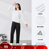 匹克运动套装男户外跑步服透气圆领长袖套装上衣长裤两件套 大白-女款 L-【男175/女170】