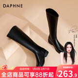 达芙妮靴子女长筒靴女2025秋冬新品经典骑士靴女加绒高筒靴女靴 复古黑【绒里】 39