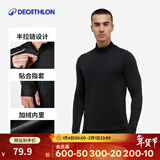 迪卡侬（DECATHLON）冬季内搭速干长袖t恤男训练服运动速干衣健身跑步上衣RUNM 经典黑（保暖速干） M