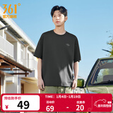 361°运动短袖男女同款夏季透气宽松棉印花t恤休闲圆领上衣 砾石灰9115D L