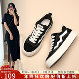 ZHR帆布鞋女经典百搭学生板鞋女舒适透气厚底休闲女鞋 CS11 黑色 37