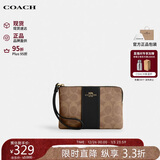 蔻驰（COACH）【品牌直供】女士手拿包拉链腕包钱包 棕黄色CW854 新年礼物