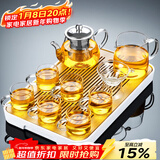 唐丰功夫茶具套装家用客厅小套泡茶小茶台日式茶盘简易小茶具整套 春羡茶盘+天机玻璃壶套组