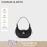 CHARLES&KEITH三角扣新月包腋下包单肩包包女包女友生日新年礼物CK2-50271205 Noir黑色 S