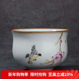 容山堂官窑彩绘茶杯大小号可养开片主人杯单个杯盏品茗杯功夫茶具 官窑茶杯-蕙心兰质