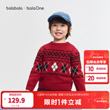 巴拉巴拉童装儿童毛衣男童女童2025秋冬装亲子内搭毛衫提花针织衫上衣圣诞 红色调 208425103103 140
