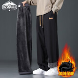 顶峰保罗（Dingfengbaoluo）美式休闲裤男秋冬重磅加绒加厚时尚保暖阔腿卫长裤子DFK41黑色XL