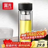 富光 男女士双层玻璃杯 水杯 支持团购定制 304杯子泡茶杯400ML黑