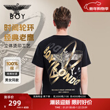 BOY LONDON【时光轮环】短袖情侣款春夏老鹰光环黑色T恤N01902 黑色 XS