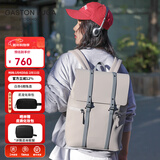 GASTON LUGA原创潮牌背包男双肩包皮大容量男女电脑包书包防水旅行商务出差 浅灰褐13英寸