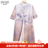 秋芙罗母亲节礼物送妈妈夏装国风连衣裙中老年人女装50岁60洋气裙子衣服 红咖色 3XL 180/100A【建议115-130斤】