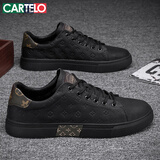 卡帝乐鳄鱼（CARTELO）男鞋2025秋冬季休闲鞋男潮流鞋子男士低帮板鞋百搭运动鞋 黑色 44