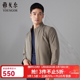 雅戈尔（YOUNGOR）单行政夹克男立领单茄克锦纶耐穿舒适透气男士上衣外套 VJJK409947YQA卡其 L 175/96A