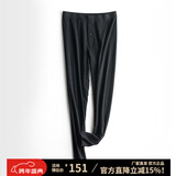 意芬3倍亲肤男士秋裤单件线裤热能裤女发热内穿紧身加绒加厚保暖裤男 男士黑色 M