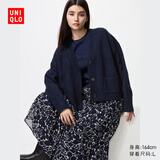 优衣库女装舒芙蕾针织短开衫/外套空调衫通勤478339 69 藏青色 L /160/88A