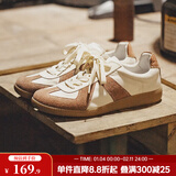 马登经典复古德训鞋男款运动休闲板鞋小白鞋平底健身训练阿甘鞋子 白棕色 /美拉德小众舒适简约帆布 40 (250mm) 男码