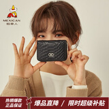 稻草人（MEXICAN）头层牛皮卡包女时尚多卡位大容量短款零钱包实用银行卡袋拉链款 黑色