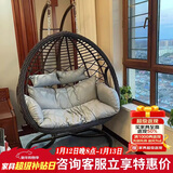紫叶（ziye）双人吊椅吊篮欧式懒人摇篮椅室内吊床户外阳台摇椅成人秋千藤椅