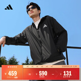 adidas拒水防泼凉感防晒UPF50+连帽防晒衣皮肤衣男女阿迪达斯 黑色   L