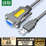 绿联USB转RS232串口转接线 DB9针公对母连接线转换器 支持考勤机收银机打印机com口【2米母头】75636