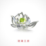 琉璃工房（LIULIGONGFANG） 琉璃工房 LIULI  桌面摆件 莲花 清静自心（配底座 无香插） 透明绿色