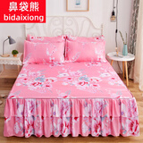 鼻袋熊防滑床裙式床罩单件韩版公主风床套床垫保护套罩夏季蕾丝花边床群 四季款-春风画梦【全包防滑】 单床裙【适用1.8米床】 180cm*200cm