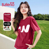 班尼路（Baleno）纯棉短袖T恤女夏2026年新年贺岁红色时尚休闲潮流百搭通勤风半袖