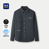 HLA海澜之家长袖衬衫男夏撞色印花外套款翻领衬衣男
