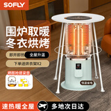 舒飞围炉取暖器家用 鸟笼取暖器小太阳烤火炉电暖器 全屋大面积客厅电热取暖桌围炉煮茶电暖气静音节能 清新绿+圆桌( 2200W 5档智能恒温） CV-220R