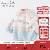 戴维贝拉（DAVE＆BELLA）女童毛衣半边绒儿童针织衫女春季幼儿线衣小童春装幼童线衫打底衫 粉色 90 cm（建议身高80-90cm）