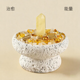 善风善水天然水晶摆件原石消磁碗聚宝盆黄水晶柱碎石客厅玄关入户摆件