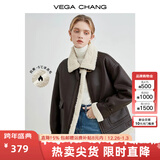 皮毛一体外套女秋冬韩版宽松加厚毛绒皮衣外套ins潮 深栗棕 L