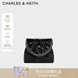 CHARLES&KEITH链条单肩腋下托特包流浪包包女包女友生日新年礼物CK2-20671559 Noir黑色 M